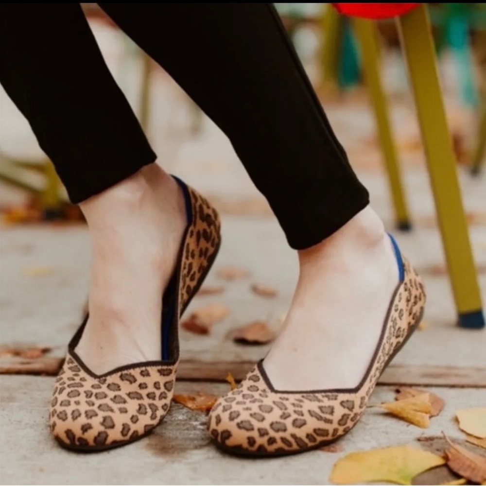 ROTHYS THE FLAT CHEETAH PRINT ROUND TOE SHOE SZ 7.5